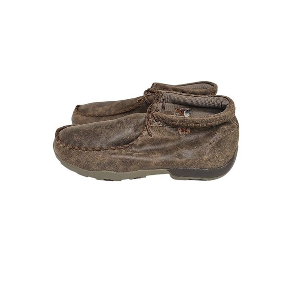 Twisted X Men\'s MDM0049 Driving Moc Bomber Leather Taupe Size 12M